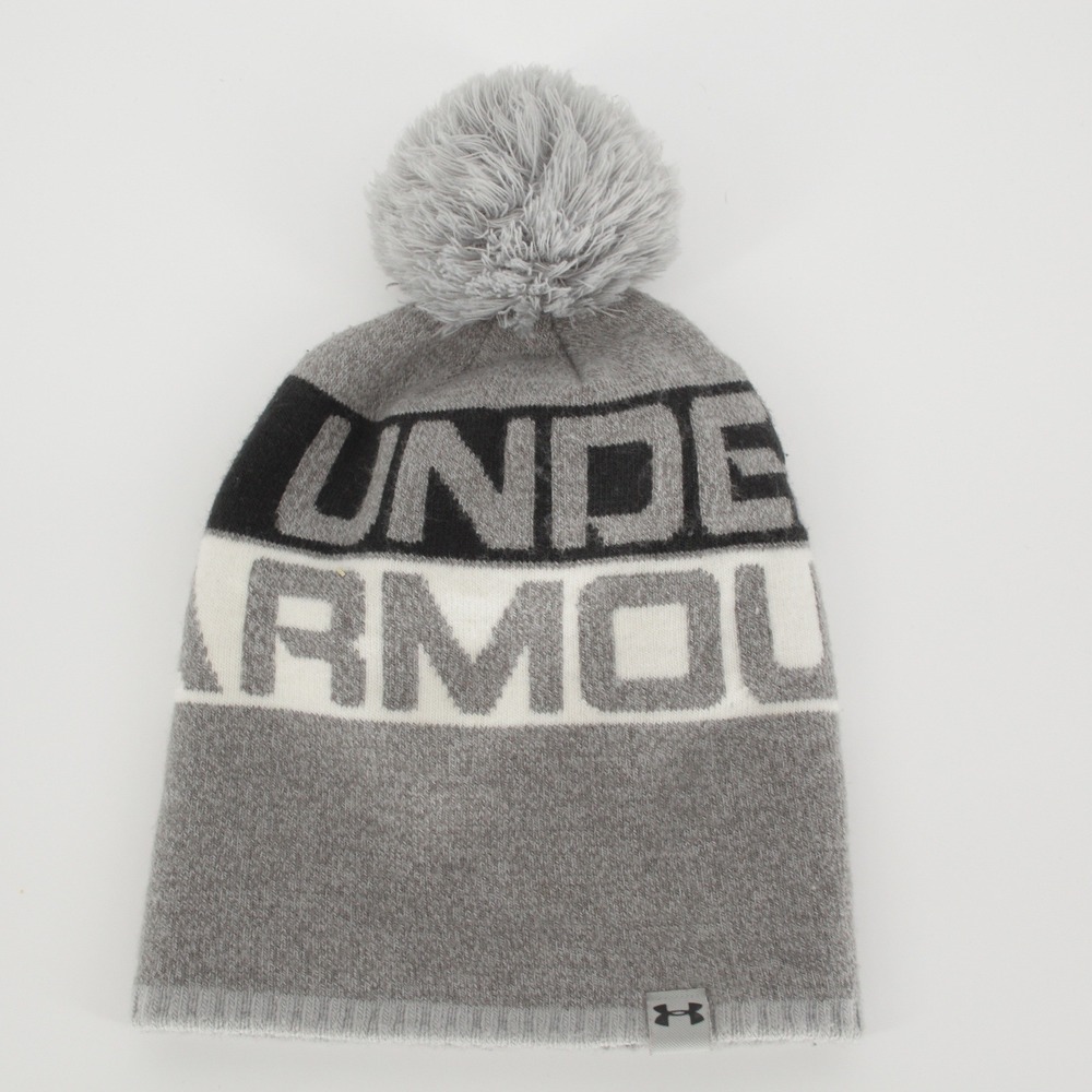 Under Armour Men's Gray Graphic Knit Pom Pom Beanie One Size